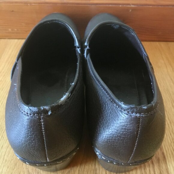 Dockers Dark Brown Leather Clogs Mules Slip On All Day Comfort Size 10 M - Picture 6 of 8